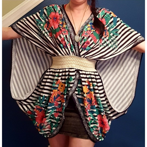 Stunning Striped Floral Blouse - Picture 2 of 3